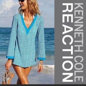 NWT Kenneth Cole Reaction Blue Tunic Coverup Sz L